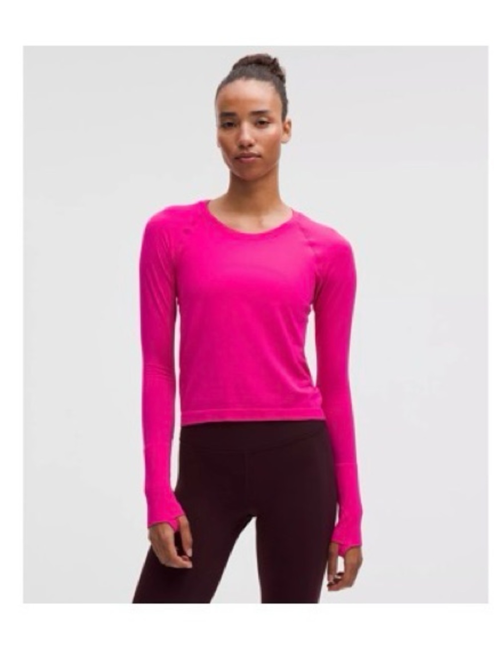 lululemon athletica Long-Sleeve Crewneck Top in Hot Pink